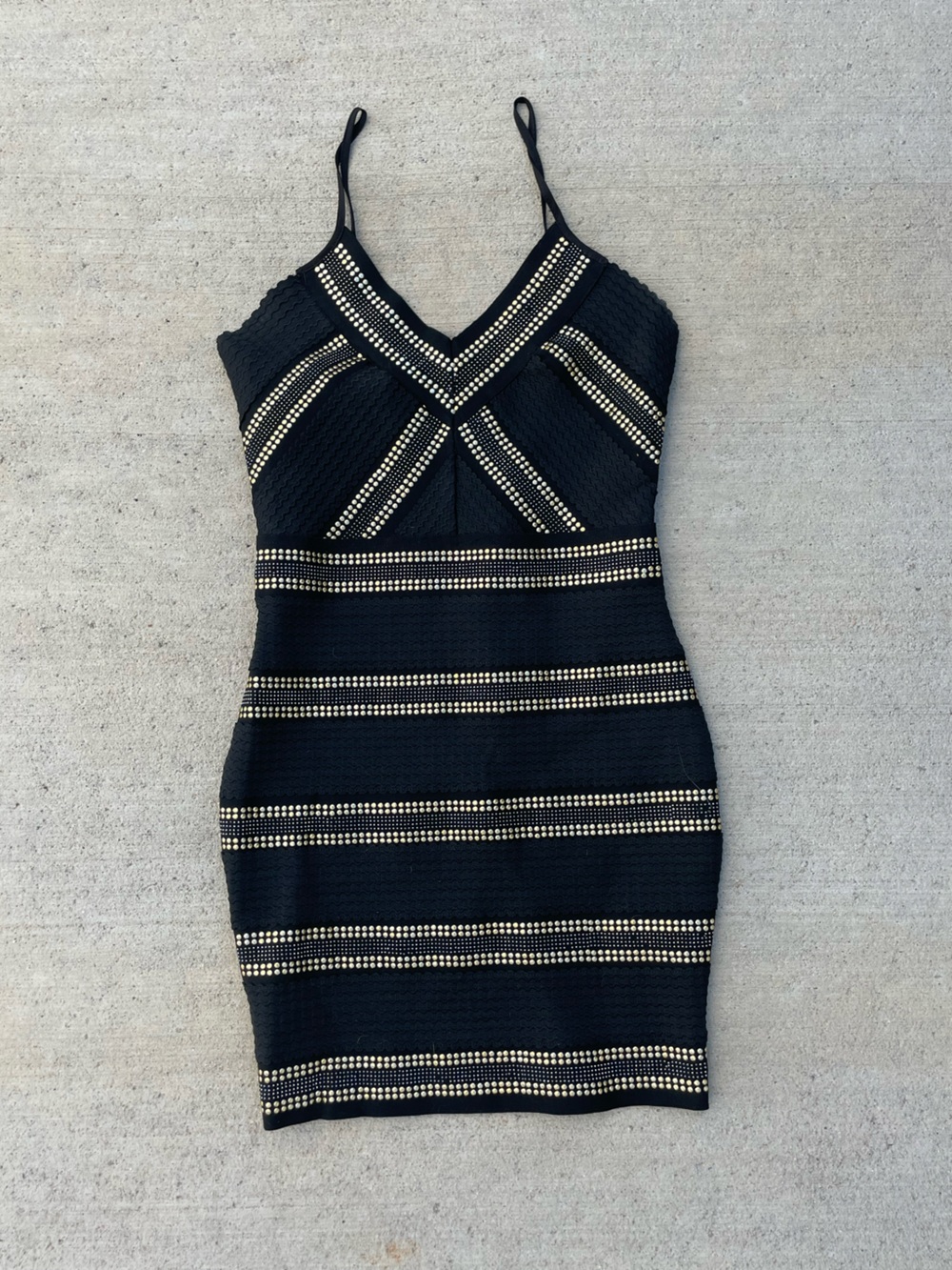 Windsor Women’s Black and Gold Embellished Bodycon Mini Dress